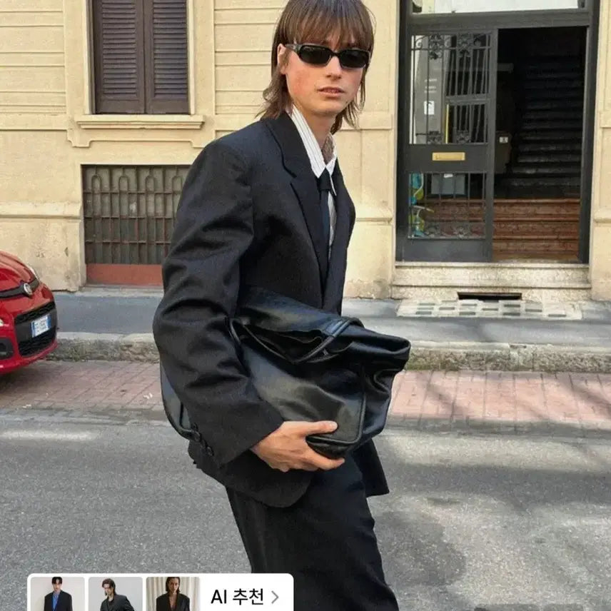 [BUNJANG] L Classic Tailored Wool Stripe Blazer Charcoal / (새상품44) 엘 클래식 테일러드 울 스트라이프 블레이저 차콜