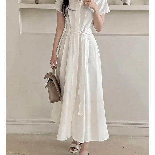 [BUNJANG] White Long Shirt Dress / 화이트 셔츠 원피스 롱 원피스