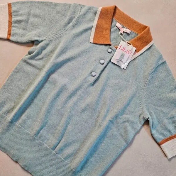 [BUNJANG] LILIO Summer Cashmere Short Sleeve Collar Knit Mint S / (민트S) 릴리오 여름 캐시미어 반팔 카라니트