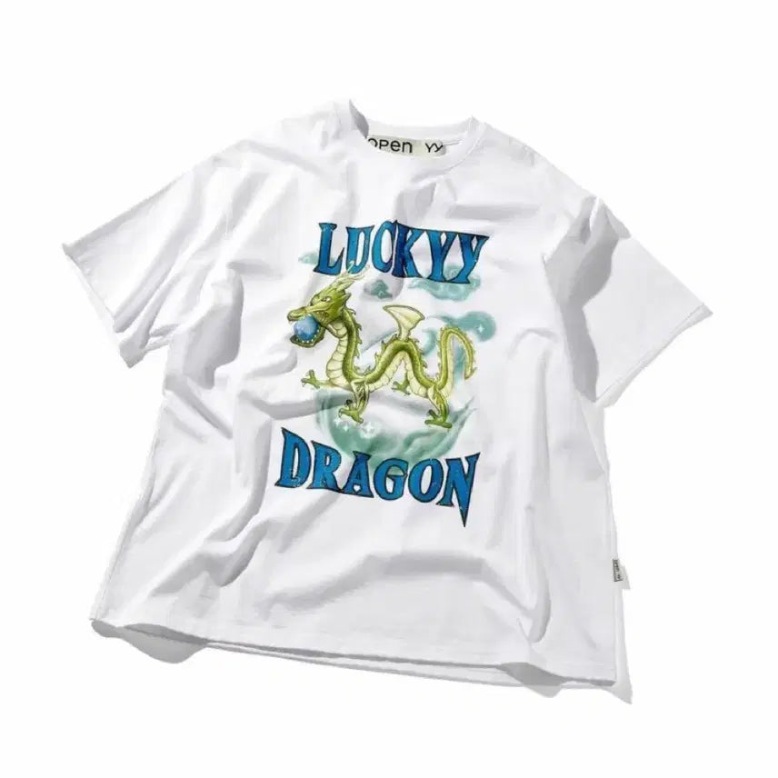 [BUNJANG] TheOpen Product Cheongnyong Half T-Shirt / 더오픈프로덕트 청룡 하프 티셔츠