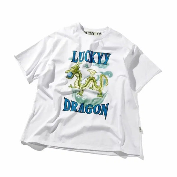 [BUNJANG] TheOpen Product Cheongnyong Half T-Shirt / 더오픈프로덕트 청룡 하프 티셔츠
