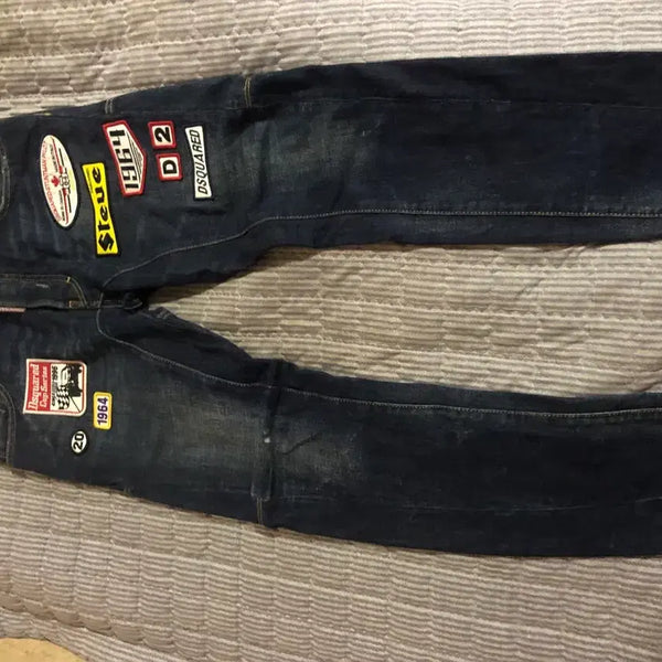 [BUNJANG] DSQUARED2 Men's Logo Patch Biker Jeans Size 32 / 디스퀘어드2 남성 로고패치 바이커진 32