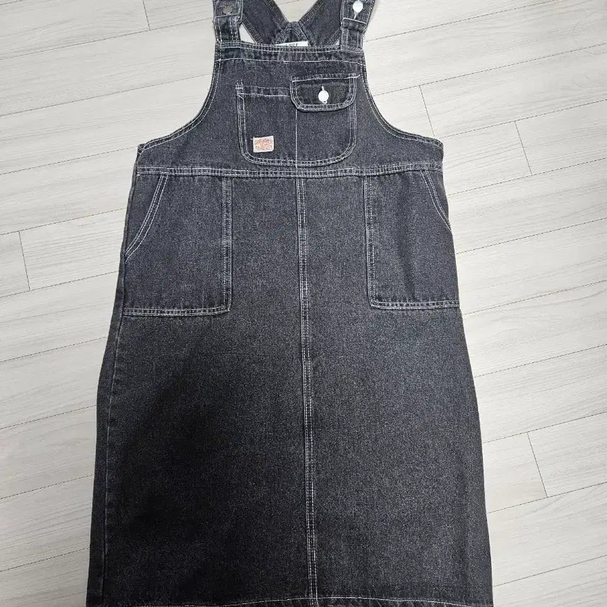 [BUNJANG] Black Denim Overalls Dress / 블랙 데님 멜빵 원피스