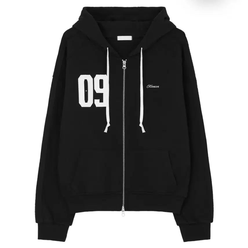 [BUNJANG] Clishir 09 Numbering Hoodie Black / 클리시어 09 넘버링 후드집업 블랙