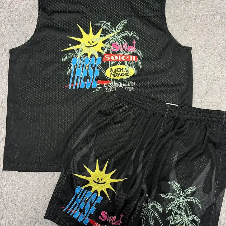 [BUNJANG] Code Graphy Mesh Sleeveless Setup M / 코드그라피 매쉬 슬리브리스 셋업 M