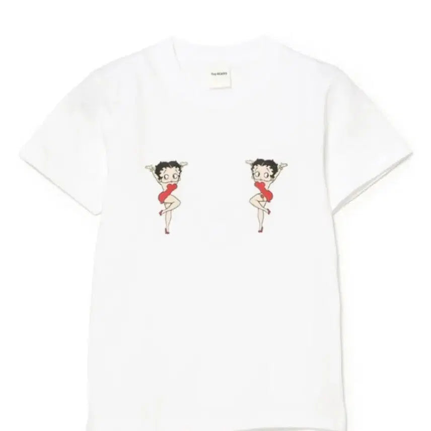 [BUNJANG] Ray Beams Betty Boop Twins T-Shirt White / Ray BEAMS 레이 빔즈 베티붑 트윈스 티셔츠 여성용 화이트 반팔티