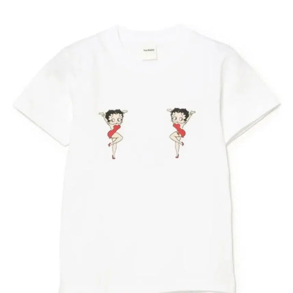 [BUNJANG] Ray Beams Betty Boop Twins T-Shirt White / Ray BEAMS 레이 빔즈 베티붑 트윈스 티셔츠 여성용 화이트 반팔티