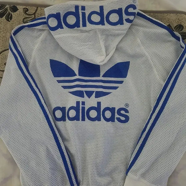 [BUNJANG] Adidas Trefoil Logo Hoodie White Blue / 아디다스 트레포일 로고 후드티 화이트 블루