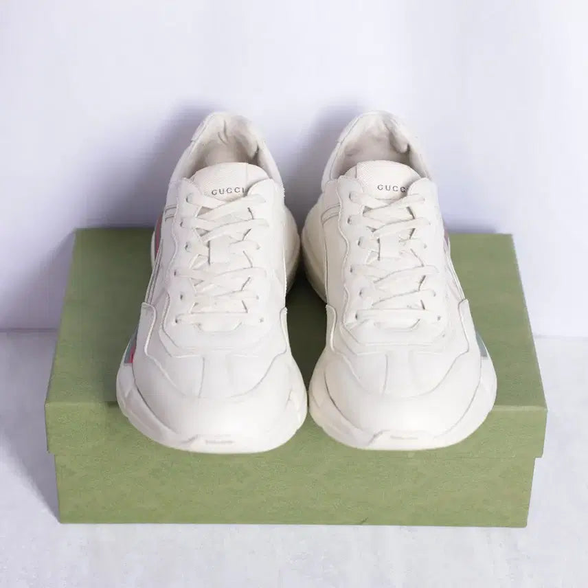 [BUNJANG] Gucci T-Logo Rhyton Sneakers (Ivory Leather) Size 34.5 / 구찌 띠로고 라이톤 스니커즈 34.5