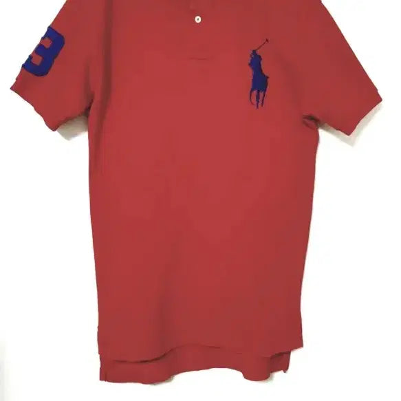 [BUNJANG] Polo Ralph Lauren Big Pony Custom Fit T-Shirt Red Number 3 Patch / 폴로 랄프로렌 빅포니 레드 카라티 커스텀핏 넘버3 패치