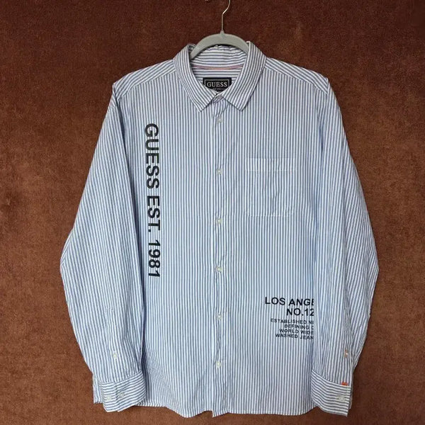 [BUNJANG] Guess Men's Striped Lettering Shirt XL / Guess 남성 셔츠 XL(105)