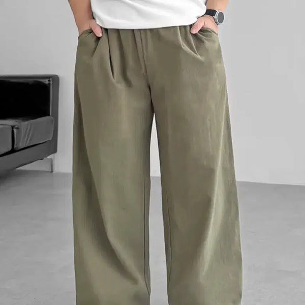 [BUNJANG] Linen Blend Wide Pants Khaki/Black Bundle Set / 린넨 와이드 팬츠 카키/블랙 3XL(36-38)사이즈 두개 일괄 판매.