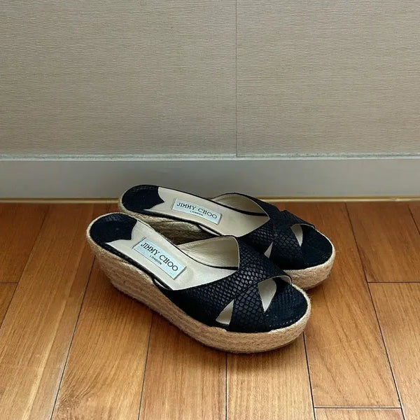 [BUNJANG] Jimmy Choo Wedge Mule Sandals / 지미추 웨지힐 뮬 37