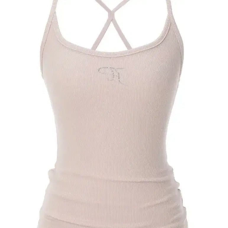 [BUNJANG] 3Times Jewel Cross Bag Tank Top Pink / 쓰리타임즈 쥬얼 크로스 백 탱크 탑 핑크