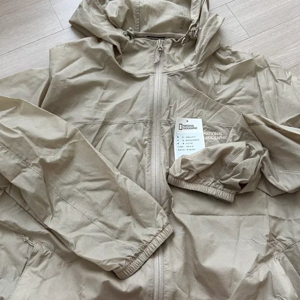 [BUNJANG] National Geographic Windbreaker Jacket Beige XL / 새상품 내셔널 바람막이 자켓  XL