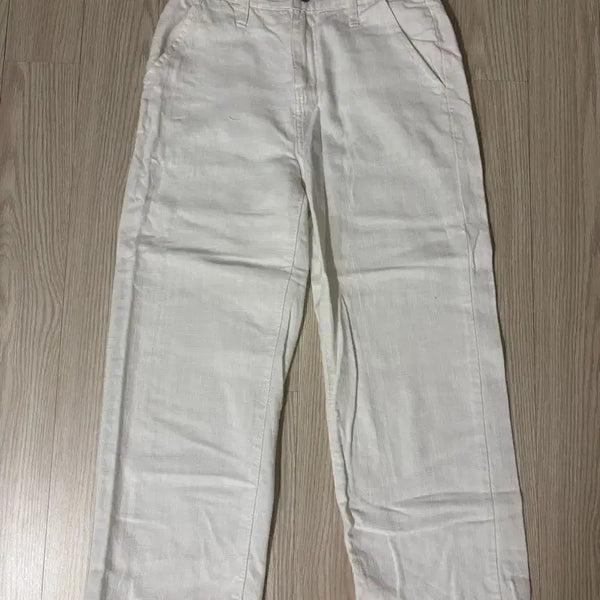 [BUNJANG] White Linen 8-Length Pants / 화이트 린넨 팬츠 (8부)