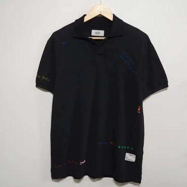 [BUNJANG] The Editor Open Collar Short-Sleeve T-Shirt Black / 105 THE EDITOR 더에디터 오픈카라 반팔티 블랙