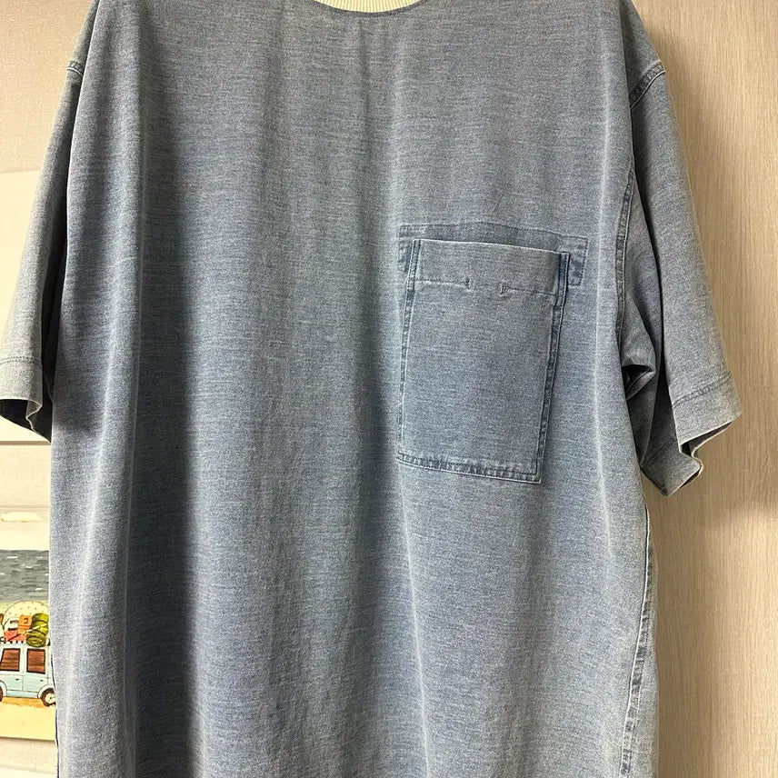 [BUNJANG] Time Homme 24SS Denim-like Washed Pocket Short-Sleeve T-shirt (Size 105) / 타임옴므 24SS 데님라이크 워싱 포켓반팔티셔츠 105