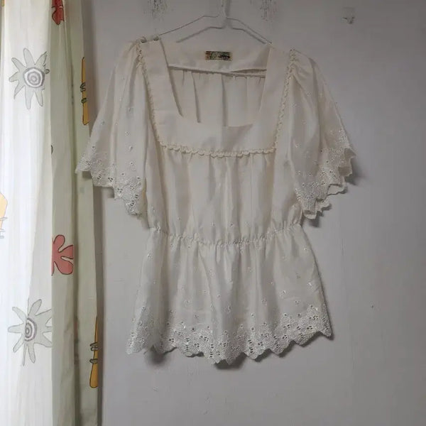 [BUNJANG] Ivory Lace Blouse - Size 55 / 아이보리 레이스 블라우스 55