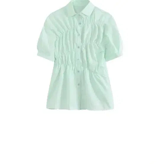 [BUNJANG] Mint Puff Blouse (New) / 민트 퍼프 플라우스 (새거)