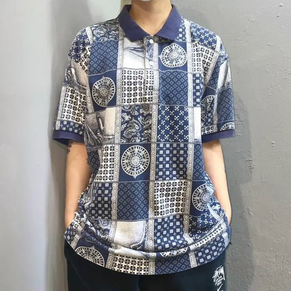 [BUNJANG] Nautica Navy Pattern Short Sleeve Polo T-Shirt / 노티카 네이비 패턴 반팔 폴로티