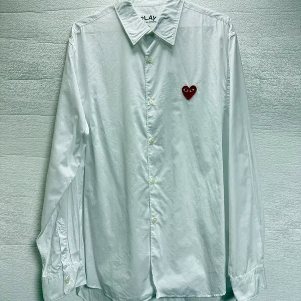 [BUNJANG] Comme des Garçons White Heart Logo Shirt XL / 꼼데가르송 셔츠 화이트 하트