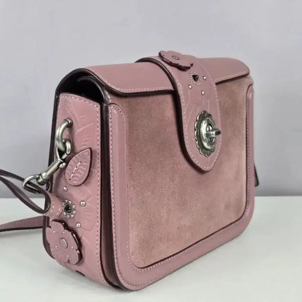 [BUNJANG] Coach Flower Leather Crossbody Bag Pink / COACH 코치 플라워 꽃 가죽 크로스백 가방 정품 핑크