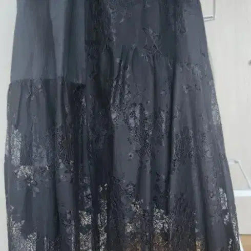 [BUNJANG] System Lace Detail Waist Banding Long Skirt / 시스템 스커트
