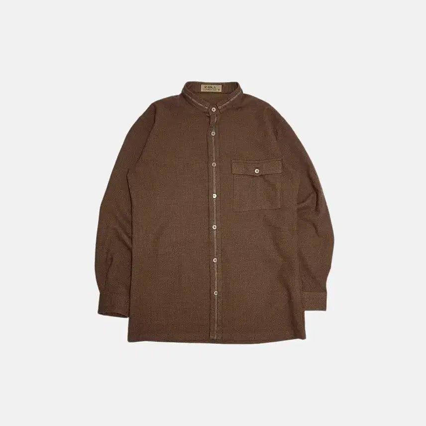 [BUNJANG] RAIKA Wool Check Shirt with Mandarin Collar / RAIKA 차이나 카라 울 체크 셔츠 일본빈티지
