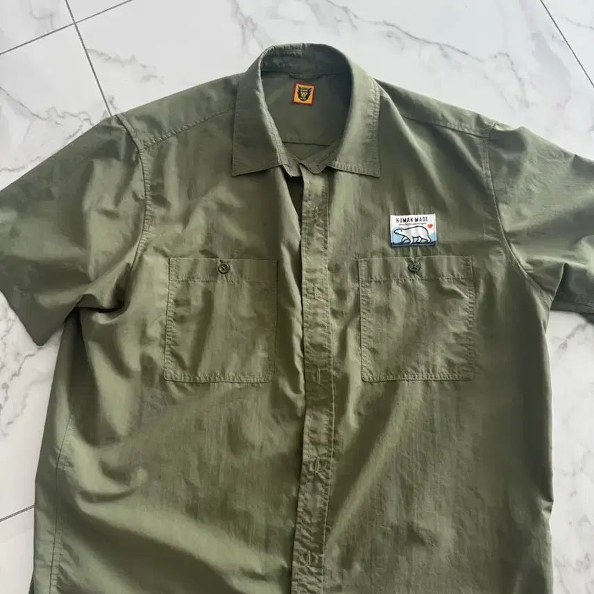 [BUNJANG] Human Made Khaki Nylon Short Sleeve Shirt XL / 휴먼메이드 반팔 셔츠 카키 xl