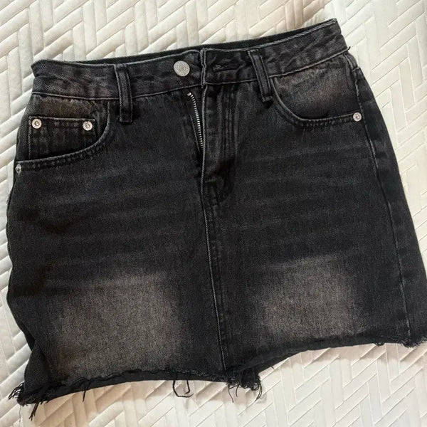 [BUNJANG] Black Denim Skirt / 흑청 데님 치마 (착용샷 O)