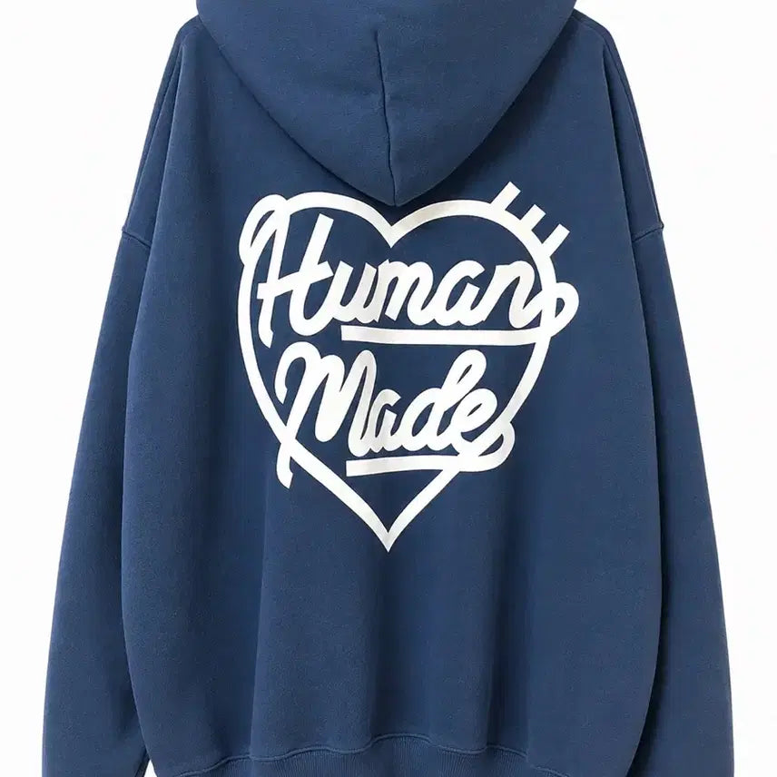 [BUNJANG] Human Made Heart Zip-Up Sweat Hoodie Navy / 휴먼메이드 후드집업
