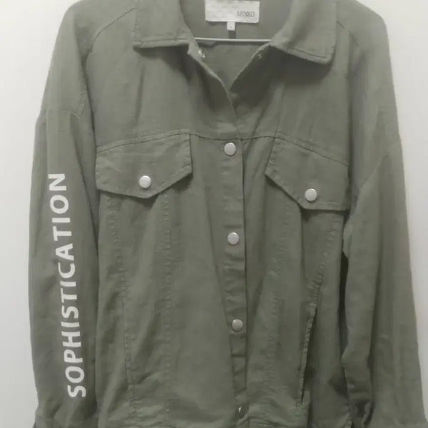 [BUNJANG] Mizso Khaki Linen Jacket Free Size / 미쏘 카키 린넨 자켓 프리