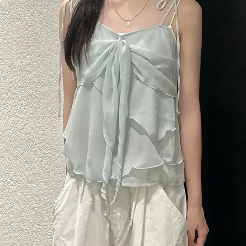 [BUNJANG] Chung Soon Yeori Chiffon Sleeveless Blouse / 청순여리 쉬폰 나시 블라우스