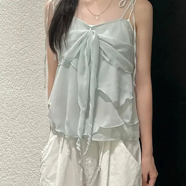 [BUNJANG] Chung Soon Yeori Chiffon Sleeveless Blouse / 청순여리 쉬폰 나시 블라우스
