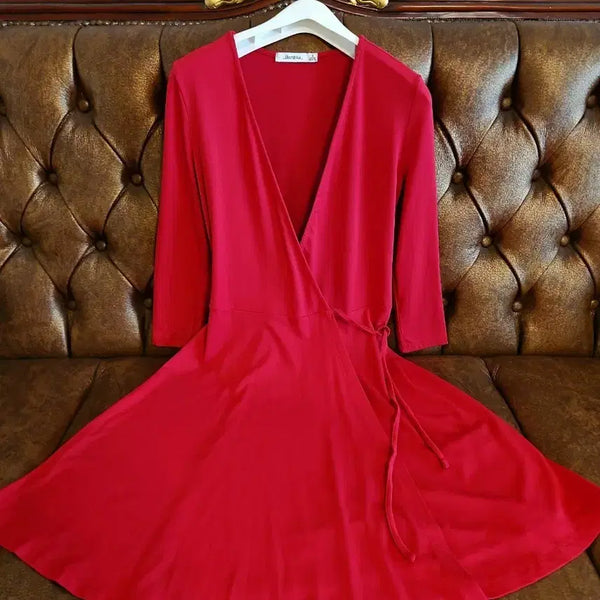 [BUNJANG] Bershka Viscose Wrap Midi Dress Red S / 버쉬카 비스코스 랩 원피스 레드