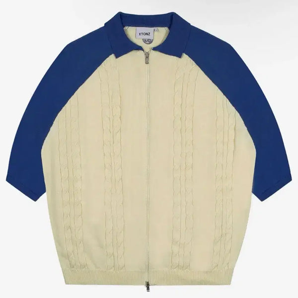 [BUNJANG] XTONZ Short Sleeve Knit Zip-Up / 엑스톤즈 반팔 니트 집업