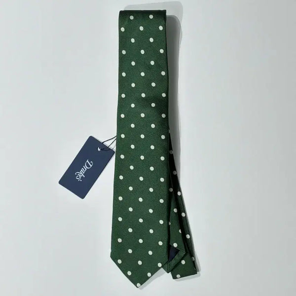 [BUNJANG] Drake's Polka Dot Embroidered Tie Green/White / 드레익스 폴카 도트 자수 넥타이 그린/화이트