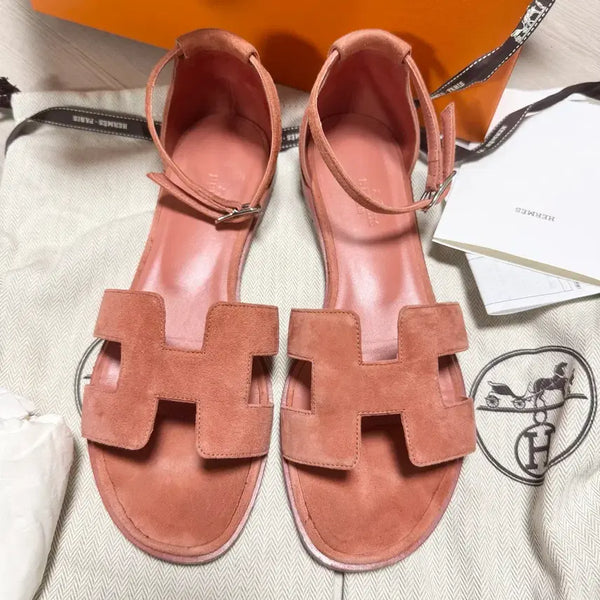 [BUNJANG] Hermes Santorini Sandals Rouge Blush Suede Size 36.5 / 에르메스 산토리니 36.5 팝니다(정품)