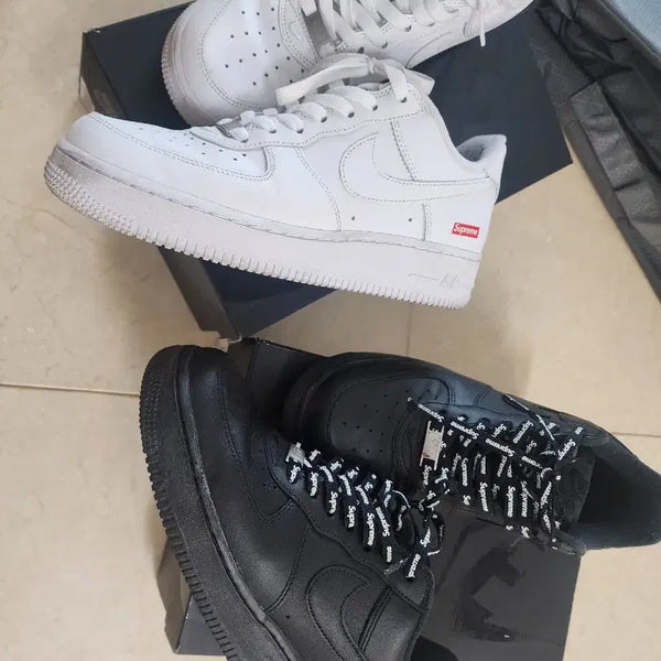 [BUNJANG] Nike Supreme Air Force 1 Low Black/White Bundle Set / (일괄) 나이키 슈프림 에어포스 1 로우 검/흰 통으로 팜