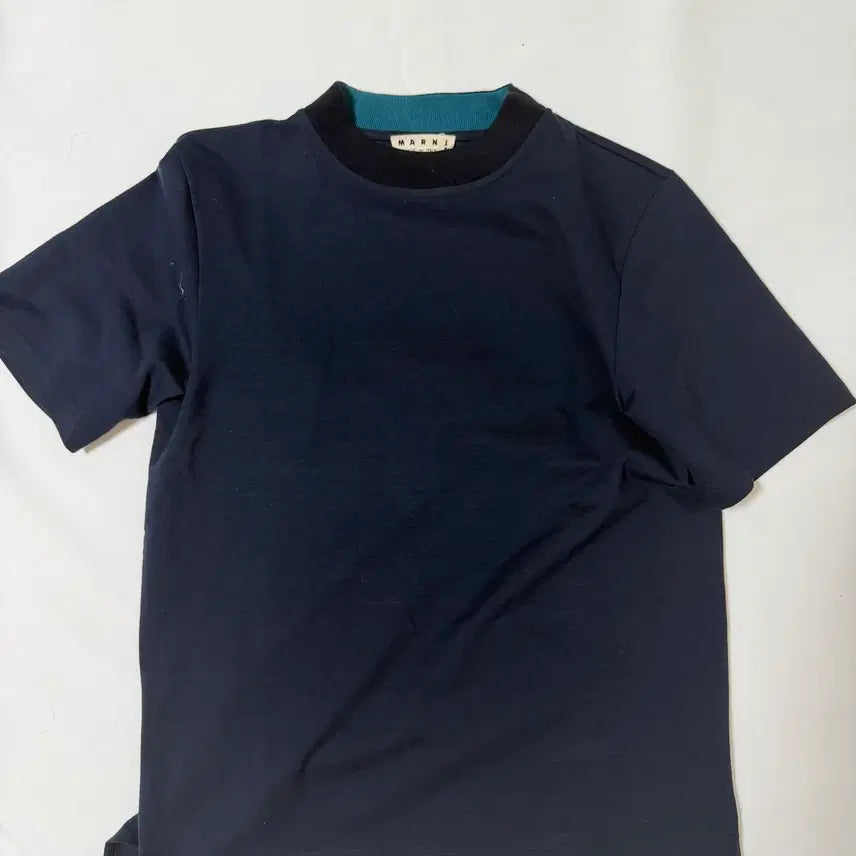 [BUNJANG] Marni Layered Neck Colorblock Short Sleeve T-Shirt / 마르니(MARNI) 이중 넥 레이어드 배색 반팔 티셔츠