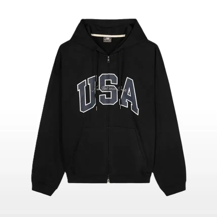 [BUNJANG] New Balance Classic Zip-Up Hoodie Black M / 뉴발란스 클래식 후드집업 블랙 M(95)
