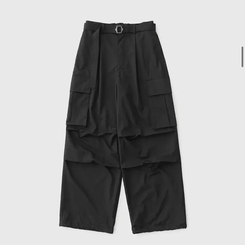 [BUNJANG] Another Office Parachute Belted Pants Black Size 01 / 어나더오피스 파라슈트 벨티드 팬츠 01사이즈 블랙