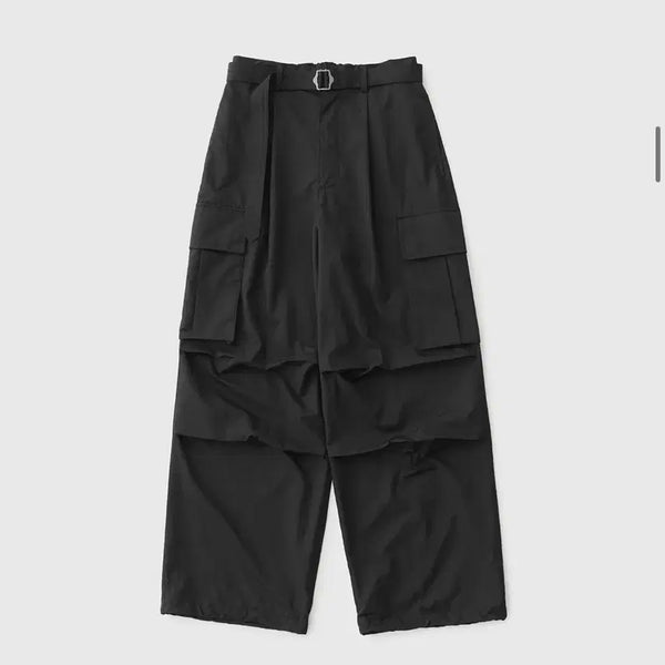 [BUNJANG] Another Office Parachute Belted Pants Black Size 01 / 어나더오피스 파라슈트 벨티드 팬츠 01사이즈 블랙