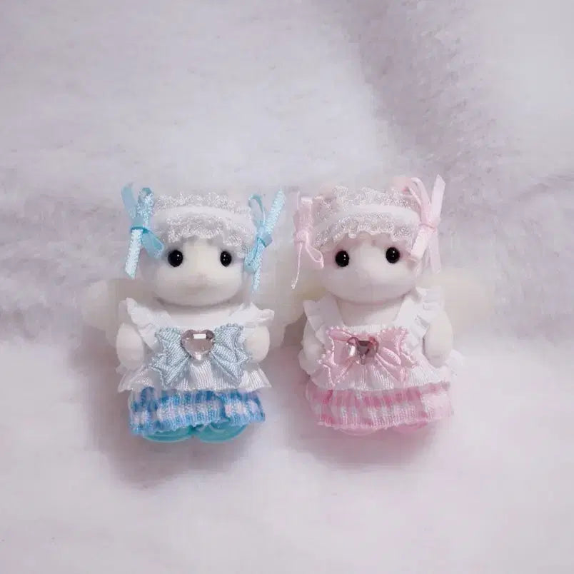 [BUNJANG] Sylvanian Families Baby Doll Dress Set (Sky x Pink) / 실바니안옷 아기 원피스 페어 헤도레 세트 (하늘 x 분홍)