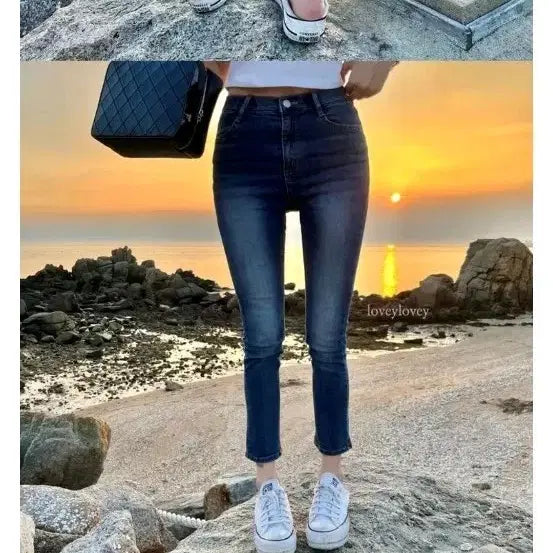 [BUNJANG] Lovey Dovey Sunset Slim Straight Jeans (XS) / 러비러비 선셋 슬림일자 중청 스키니 xs