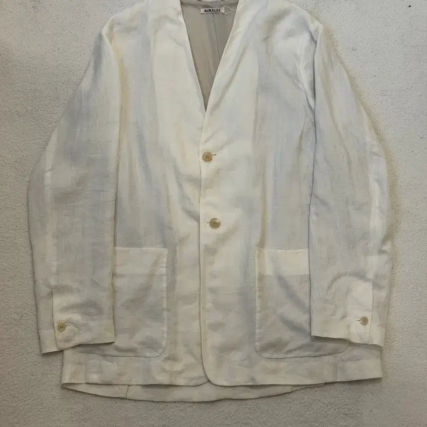 [BUNJANG] Auralee Gabardine Collarless Jacket / 오라리 개버딘 노카라 자켓