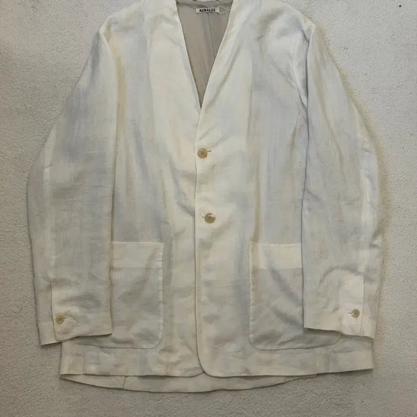 [BUNJANG] Auralee Gabardine Collarless Jacket / 오라리 개버딘 노카라 자켓