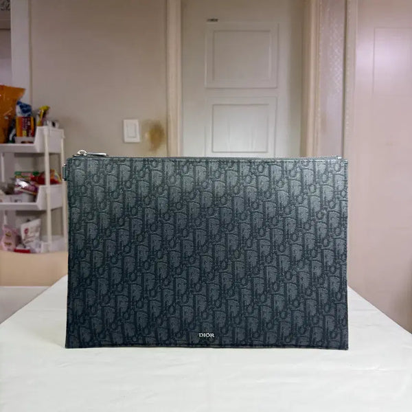 [BUNJANG] Dior Oblique Jacquard Pouch Clutch A4 Black / { A4 / 23SS } 디올 오블리크 자카드 파우치 클러치