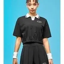 [BUNJANG] Xexymix Cropped Collar T-shirt Black S / (새상품) 젝시믹스 밴딩 크롭 카라 티셔츠 S